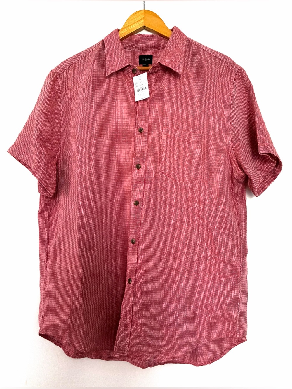 J. Crew Factory Men's Short-Sleeve Button-Down Shirt Linen blend.L.NWT.
